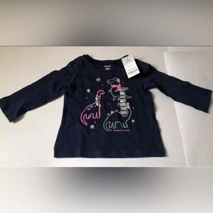 Carter’s Baby Girl Dino/Dinosaur Winter Graphic Long Sleeve T-Shirt 12M NWT